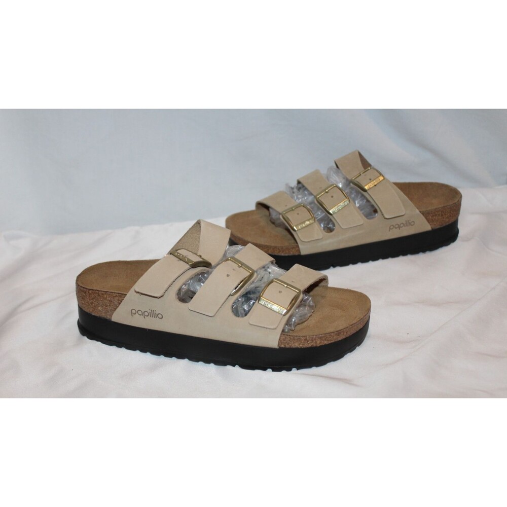 BIRKENSTOCK PAP WOMEN'S FLORIDA LEATHER SANDALS SANDCASTLE EU 39 NARROW